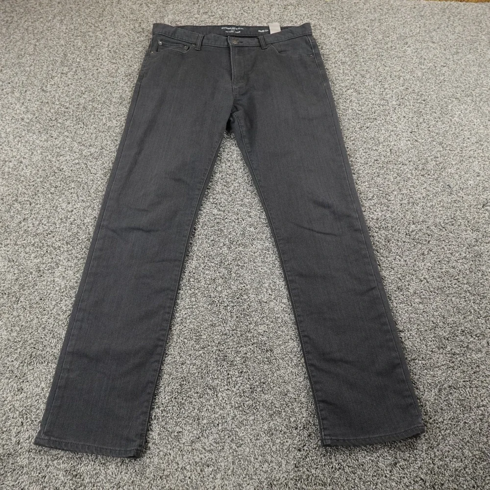 Banana Republic Jeans Mens 34X32 Black Denim Pants Traveler Slim Stretch Preppy
